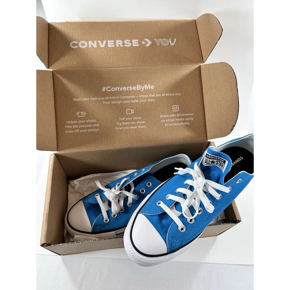 NIB Converse All Star Low Top Sneakers Size 12.5 Women's 10.5 Mens Vivid Blue - Picture 1 of 8